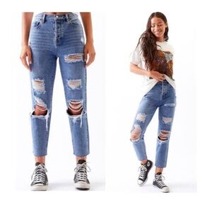 PACSUN Ripped Straight Leg Jeans